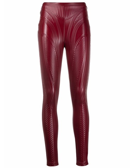 Mugler sheen-finish embossed leggings