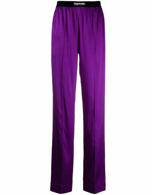 Tom Ford logo-patch straight-leg trousers
