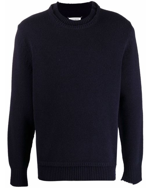 Maison Margiela layered-collar elbow-patch distressed jumper