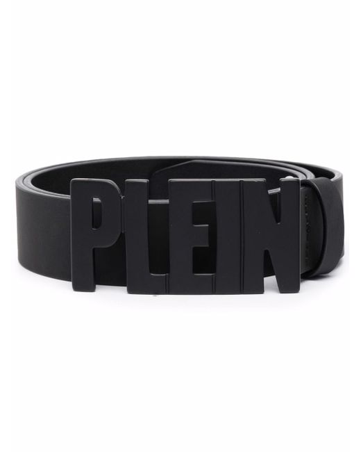 Philipp Plein Plein lettering logo leather belt