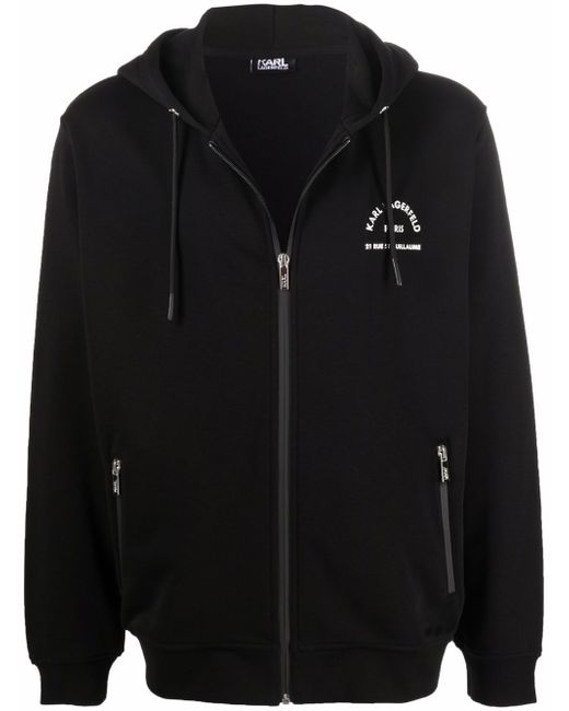 Karl Lagerfeld logo print zip-up hoodie