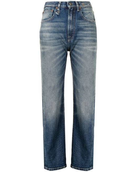 R13 high-rise straight-leg jeans