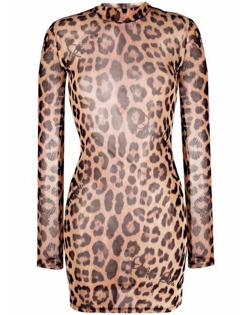 Philipp Plein leopard-print mock neck dress