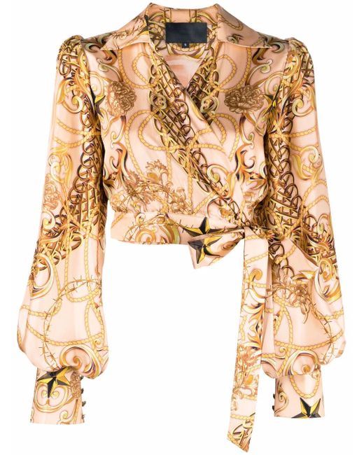 Philipp Plein new-baroque wrap silk blouse