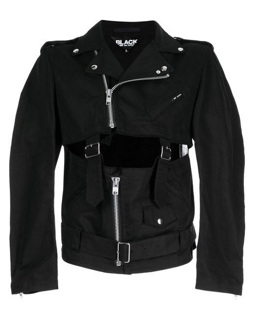 Comme Des Garcons Black belted cut-out biker jacket