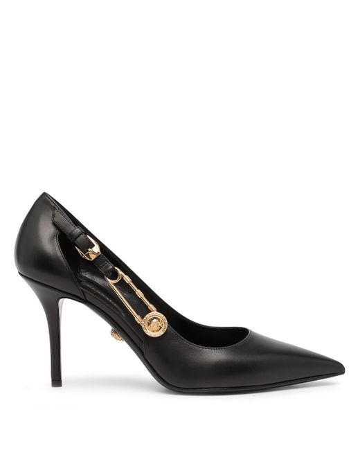 Versace Medusa Safety Pin detail pointed-toe pumps