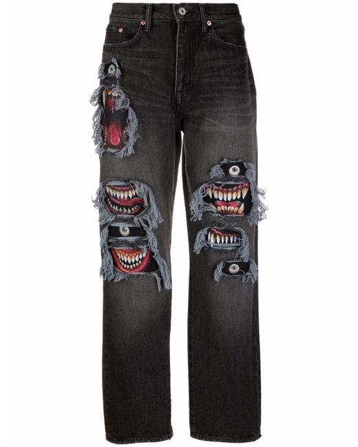 Doublet mid-rise graphic-print jeans