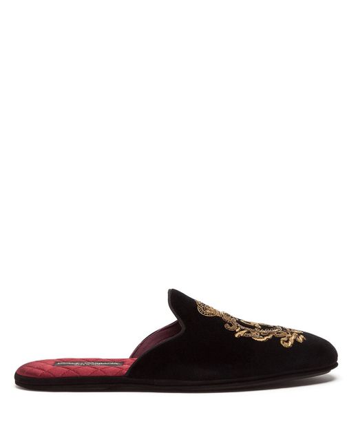 Dolce & Gabbana embellished crest logo slippers