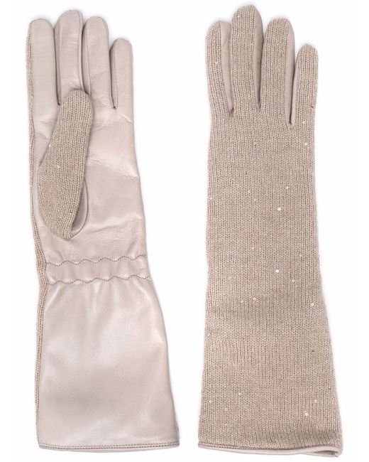 Fabiana Filippi sequin-embellished leather panelled gloves
