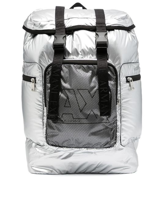 Armani Exchange metallic-effect buckle-fastening backpack