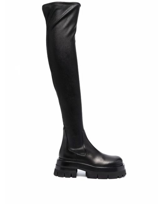 Versace leather over-the-knee boots