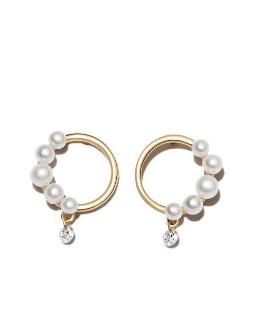 Persée 18kt pearl and diamond stud earrings