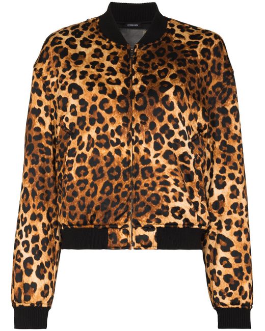 R13 padded leopard print bomber jacket