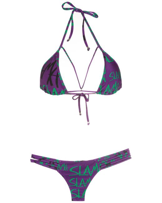 Amir Slama logo print bikini set
