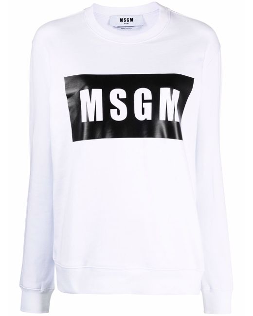 Msgm logo-print crew neck sweatshirt