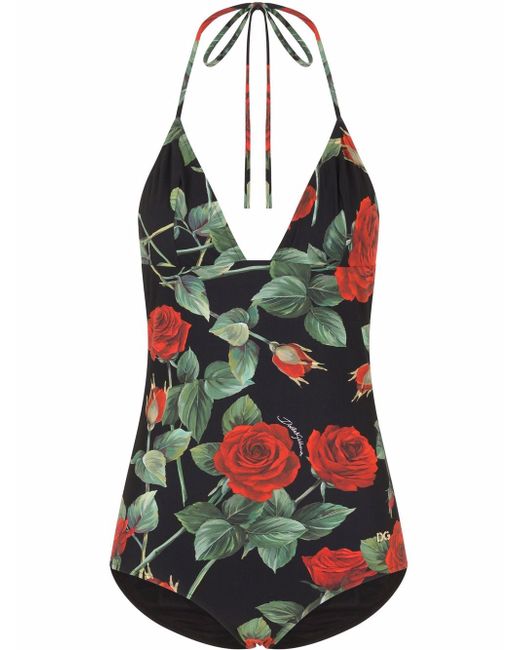Dolce & Gabbana rose-print swimsuit