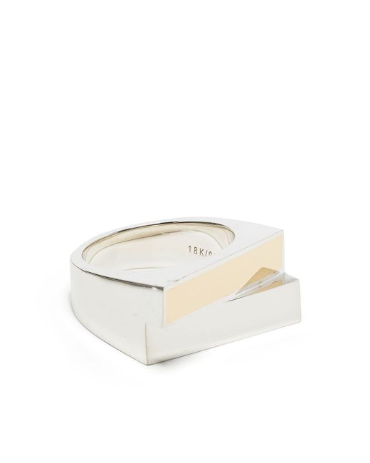 M Cohen two-tone rectangle ring