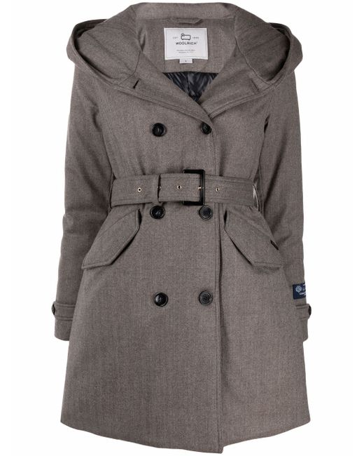 Woolrich hooded double-breasted coat