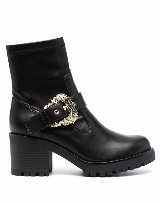 Versace Jeans Couture decorative-buckle block-heel boots