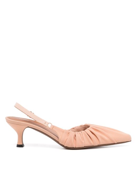 Neous ruched pointed toe slingback pumps