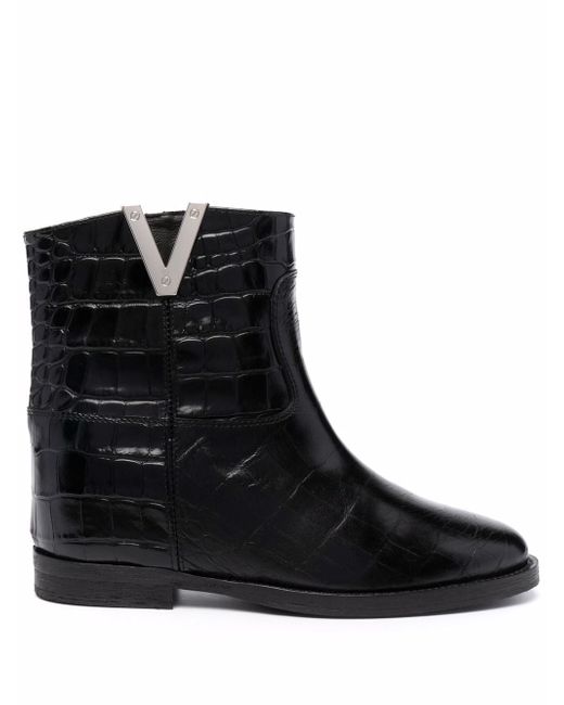Via Roma 15 croc-effect ankle boots