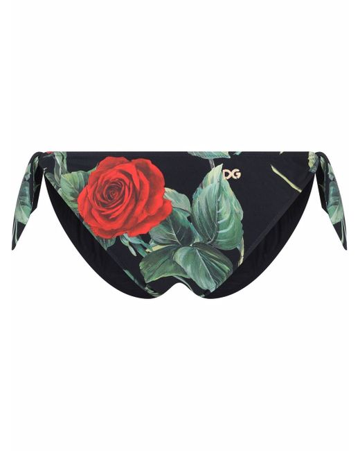 Dolce & Gabbana rose-print bikini bottoms