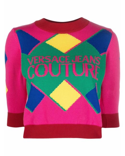 Versace Jeans Couture argyle intarsia knit jumper
