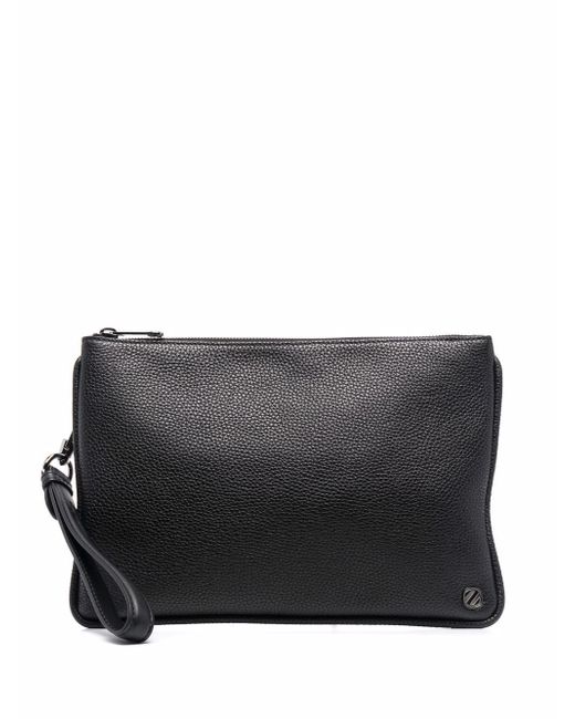 Ermenegildo Zegna pebble-leather zipped clutch bag