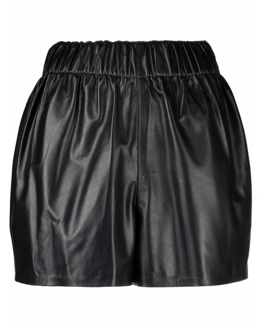 Manokhi crinkled leather shorts