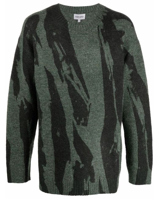 Kenzo abstract-print ribbed-trim jumper