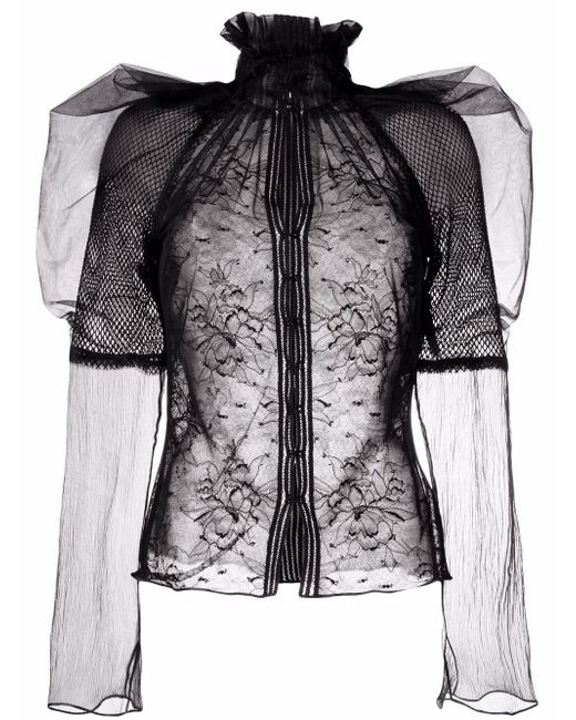 Tom Ford floral-lace high-neck blouse