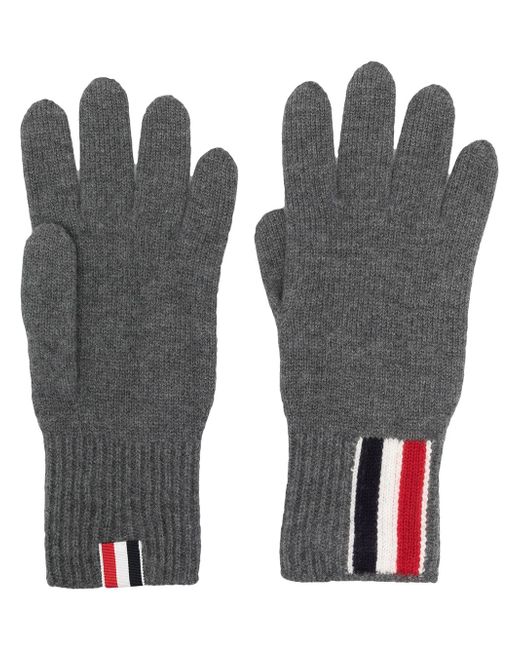 Thom Browne stripe detail knitted gloves