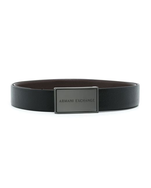 Armani Exchange rectangle-buckle leather belt