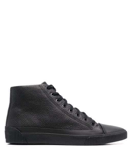 Boss grained leather hi-top sneakers
