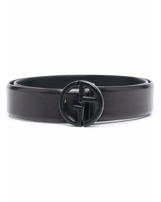 Giorgio Armani Plate logo-buckle leather belt