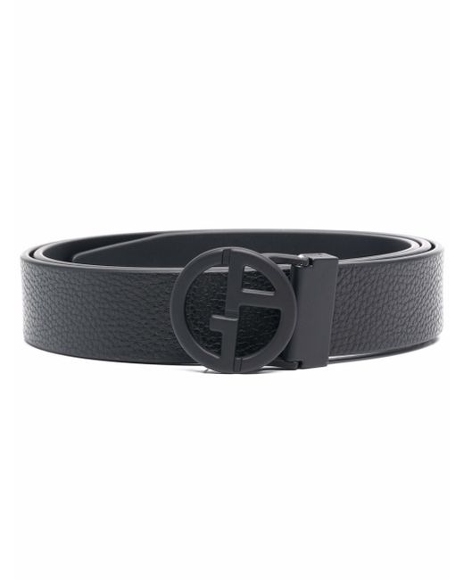 Giorgio Armani logo-buckle grained leather belt