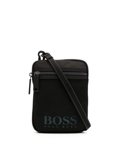 Boss logo-print messenger bag