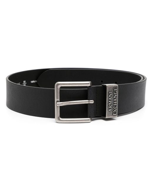 Armani Exchange logo-embossed leather belt