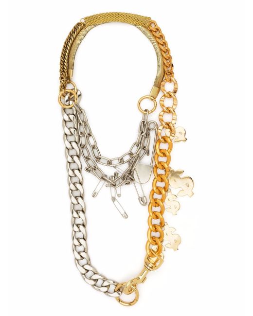 Sacai safety-pin chain-link necklace