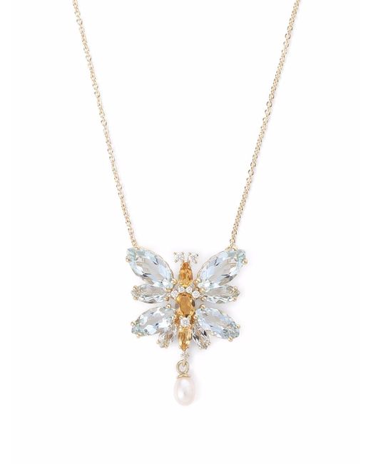 Dolce & Gabbana 18kt yellow Spring gemstone pendant necklace