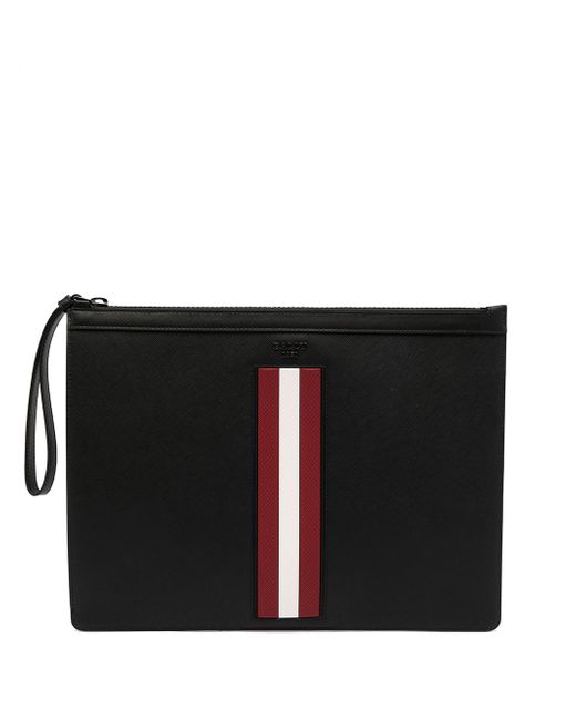 Bally striped-detail zipped clutch bag