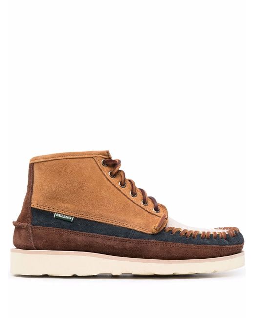 Sebago whipstitched colour-block boots