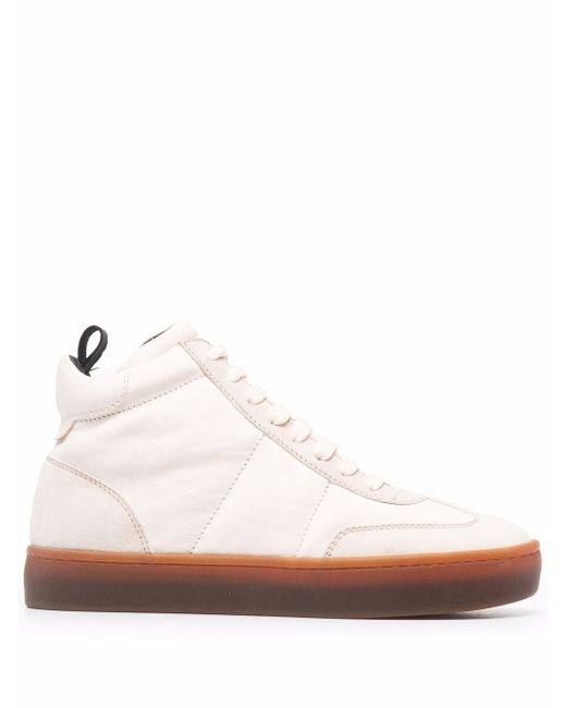 Officine Creative Kombined high-top leather trainers