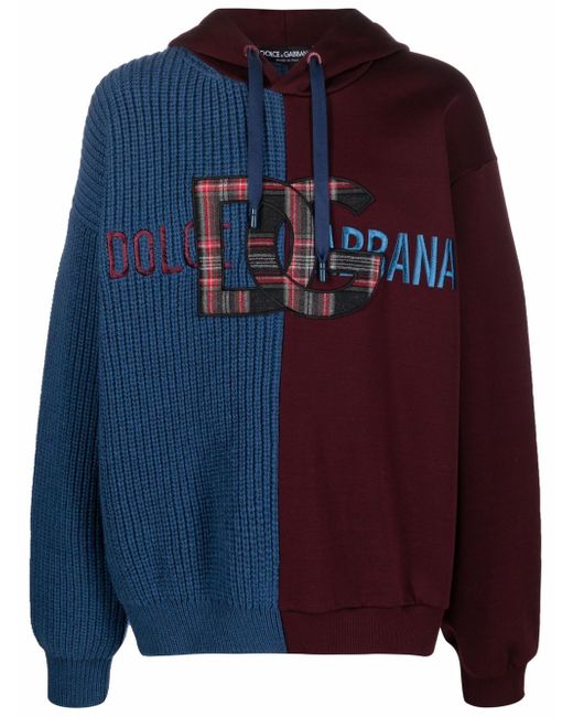 Dolce & Gabbana panelled logo-patch hoodie