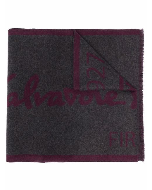 Salvatore Ferragamo intarsia-knit logo cashmere scraf