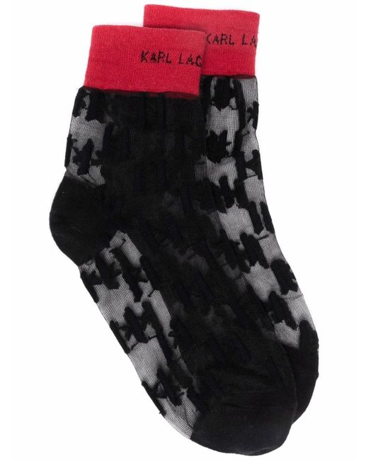 Karl Lagerfeld logo-print semi-sheer socks set of 2