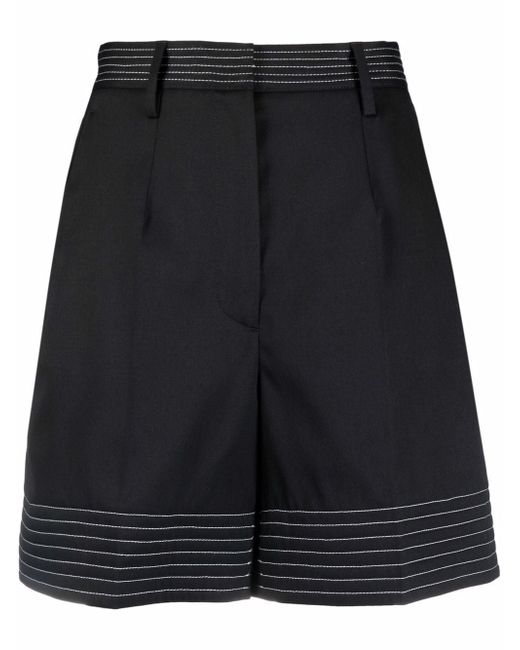 Mm6 Maison Margiela contrast-stitch pleated shorts
