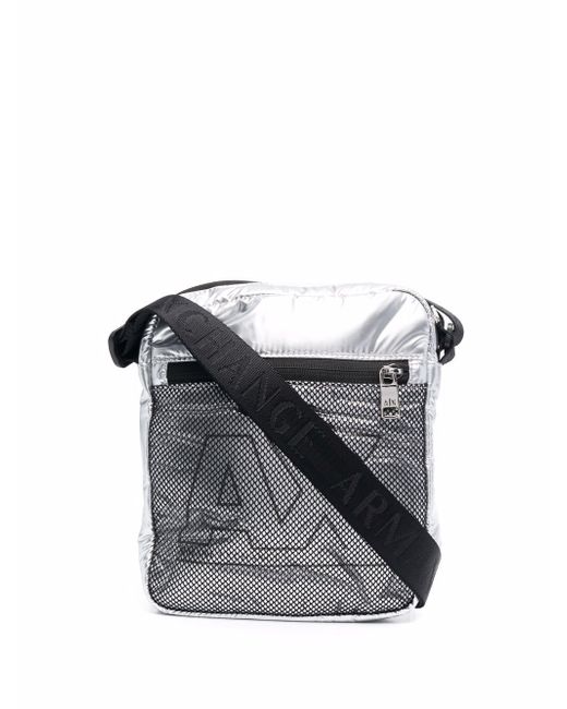 Armani Exchange metallic logo messenger bag