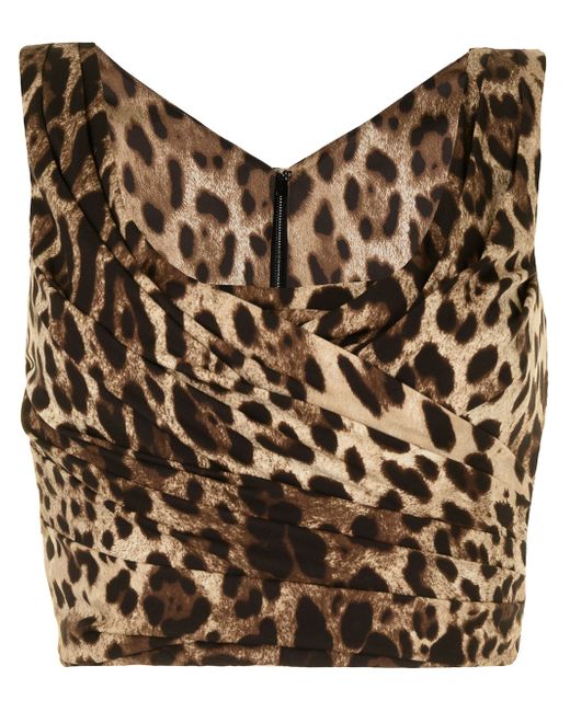 Dolce & Gabbana leopard-print draped crop top