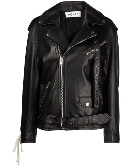 Monse lace-up detail leather biker jacket